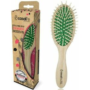 Casalfe BE Natural wood & wood pins brush - Vidēji liela ovāla matu suka