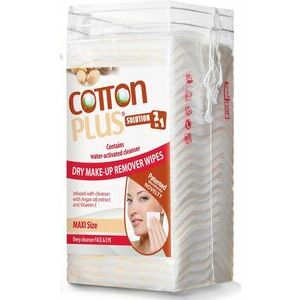 Cotton Plus Smake-Up Solution 2in1 Aragan - Sausās salvetes kosmētikas noņemšanai ar argana ekstraktu